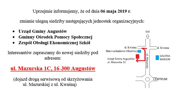 Informacja o zmianie adresów